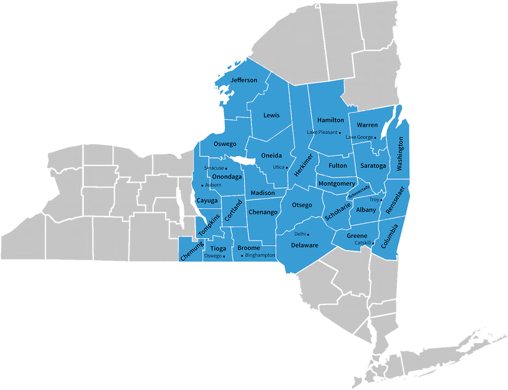 Confidata's NY Service Area map